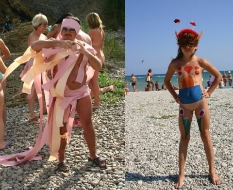 Natural Mud Camouflaging pics - Naturism and nudism