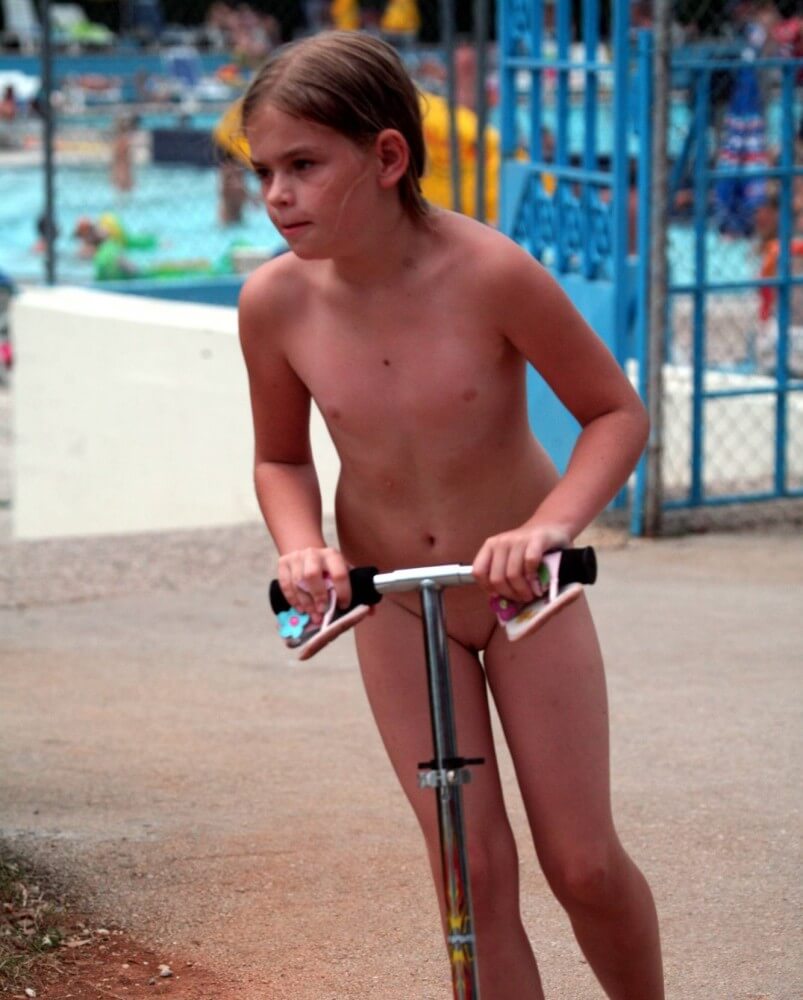 Pool-Side Naturist Scooter pics - Naturism and nudism