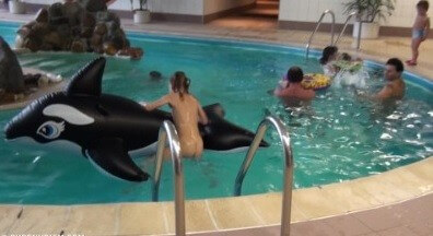 Indoor dolphin ride Full HD - Naturism and nudism